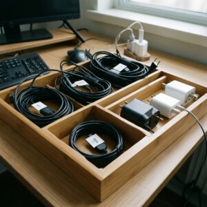 Как организовать хранение проводов и зарядок, чтобы они не путались дома